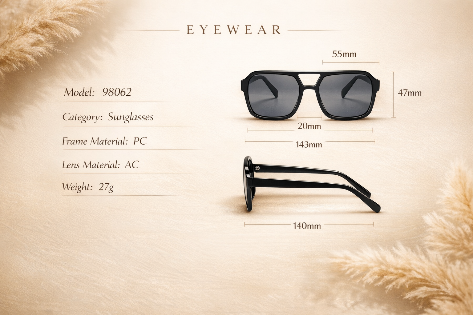 Pianera Retro Square – Unisex Sonnenbrille mit Farbverlauf